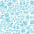 Seafood seamless pattern. Marine doodle. Underwater fauna