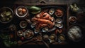 Seafood Selection Flat Lay Royalty Free Stock Photo