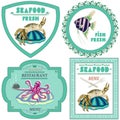 Seafood,a set of four illustrations