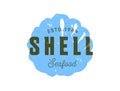 Seafood silhouettede sign, shell vector emblem, fish restaurant label, food market menu badge