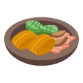 Seafood snack icon isometric vector. Portuguese cuisine