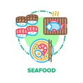 Seafood Snack Vector Concept Color Illustration flat