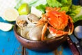 Seafood soup of clams and crabs Paila marina