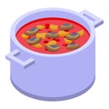 Seafood soup icon isometric vector. Pacific sardine