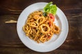 Seafood Spaghehetti on white background