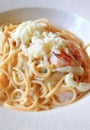 Seafood Spaghetti Carbonara Pasta Royalty Free Stock Photo