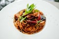 Seafood Spaghetti with Chili and Basil