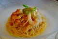 Seafood spaghetti for lunch Royalty Free Stock Photo