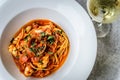 Seafood spaghetti marinara italian with clams Royalty Free Stock Photo