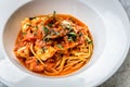 Seafood spaghetti marinara italian with clams Royalty Free Stock Photo
