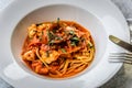 Seafood spaghetti marinara italian with clams and Royalty Free Stock Photo