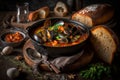 seafood stew with mussels clams shrimp and fish Generative AI