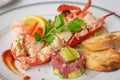 Seafood Taster Tuna Tartar, Lobster Salad and Jumbo Shrimp Salad