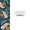 Seafood template design with octopus tentacles. Royalty Free Stock Photo