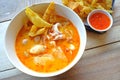 Seafood Tomyam soup in the bowl - Thai food Royalty Free Stock Photo