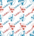 Seafood vector background. Red and blue lobsters.