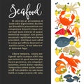 Seafood vector poster of fresh fish sea food catch for restaurant cooking recipe Royalty Free Stock Photo