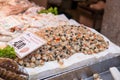 Seafood at the Venice fish market, Italy. Royalty Free Stock Photo