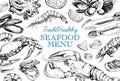 Seafood vintage menu in sketch style