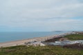 Seaford Beach view on cloudy morning from the top of the Chalk Cliffs