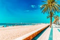 Seafront, beach,coast in Spain. Suburb of Barcelona, Catalonia