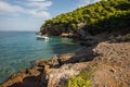 Seafront and the beach near town of Scala, Agistri Island, Gre