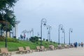 The Seafront of Black Sea with benches and light poles, Bucharest, Romania