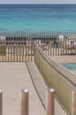 seafront of Morro Jable. Fuertventura. Bridge, fence and atlantic ocean