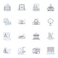 Seafront splendor line icons collection. Ocean, Waves, Sand, Seagulls, Lighthouse, Pier, Boardwalk vector and linear