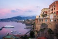 Seafront at sunset. Sorrento. Naples. Italy Royalty Free Stock Photo