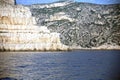 Seafront view of the rugged rock faces of the Calanques coast, Marseille, France