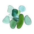 Seaglass pieces isolated