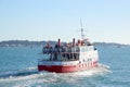 Seagoing passenger tour boat cruising at sea