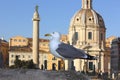 Seagull against the church Santa Maria di Loreto, Rome Royalty Free Stock Photo