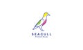 Seagull bird beach line colorful logo symbol vector icon design illustration