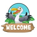 Seagull bird cartoon logo with holiday tropical feel