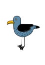 Seagull. Doodle icon, sticker seagull. Isolated on white background, illustration Royalty Free Stock Photo