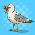 Seagull with fish in its beak pop art raster Royalty Free Stock Photo