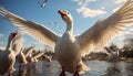 Seagull flying freely, wings spread, enjoying the beauty of nature generated by AI Royalty Free Stock Photo