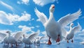 Seagull flying freely, wings spread, enjoying the clear blue sky generated by AI Royalty Free Stock Photo