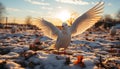 Seagull flying freely, wings spread, nature beauty generated by AI Royalty Free Stock Photo