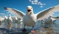 Seagull flying freely, wings spread, reflecting beauty in nature generated by AI Royalty Free Stock Photo