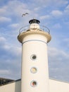 Seagull flying on a lighthouse tower Royalty Free Stock Photo