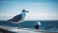 Seagull flying over blue water, freedom in nature generated by AI Royalty Free Stock Photo