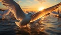 Seagull flying at sunset, freedom in nature tranquil beauty generated by AI Royalty Free Stock Photo