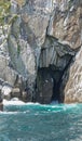 Seagull in front of sea cave Royalty Free Stock Photo