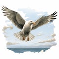 Hyperrealistic Seagull Flying Over Sky And Sea Vector Art Royalty Free Stock Photo