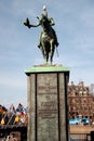 Seagull on the head of replica of statue Willem first Royalty Free Stock Photo