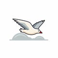 Colorful Seagull Flying Illustration With Minimalist Cartoonish Style