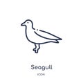 Seagull icon from nautical outline collection. Thin line seagull icon isolated on white background